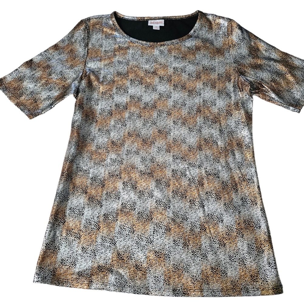 Lularoe Silver and Gold Metallic Top Size Medium